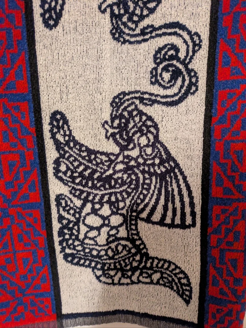 Beach Towel Aztec Pattern Beach Blue Yellow Red Made in Brazil 36 x 66